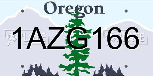1AZG166 Oregon License Plate
