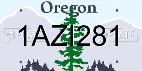 1AZI281 Oregon License Plate