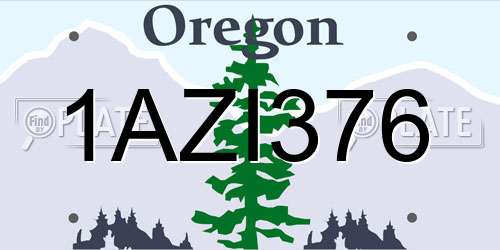 1AZI376 Oregon License Plate