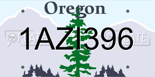 1AZI396 Oregon License Plate