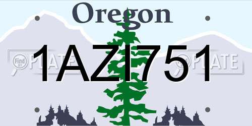 1AZI751 Oregon License Plate