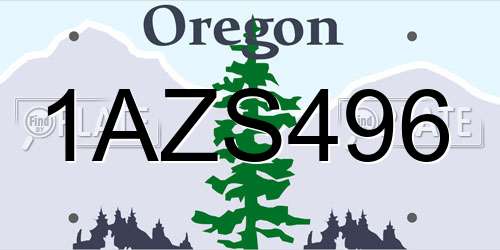1AZS496 Oregon License Plate