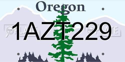 1AZT229 Oregon License Plate