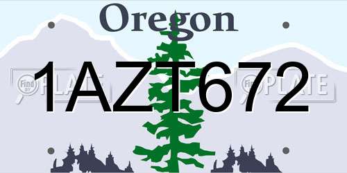 1AZT672 Oregon License Plate