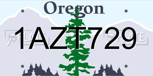 1AZT729 Oregon License Plate