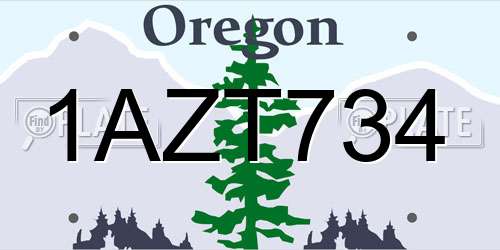1AZT734 Oregon License Plate