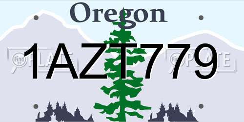 1AZT779 Oregon License Plate