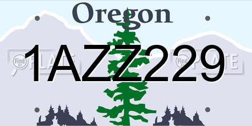 1AZZ229 Oregon License Plate