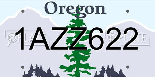 1AZZ622 Oregon License Plate