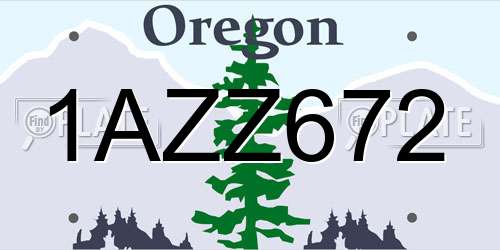 1AZZ672 Oregon License Plate