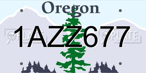 1AZZ677 Oregon License Plate