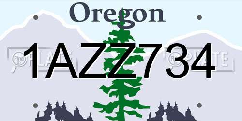 1AZZ734 Oregon License Plate
