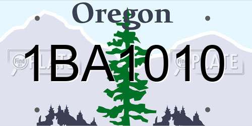 1BA1010 Oregon License Plate