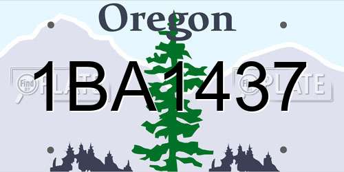 1BA1437 Oregon License Plate