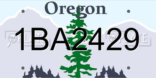 1BA2429 Oregon License Plate