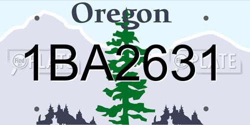 1BA2631 Oregon License Plate