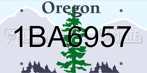1BA6957 Oregon License Plate