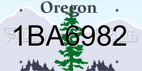 1BA6982 Oregon License Plate