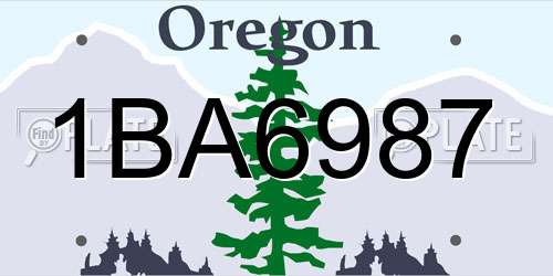 1BA6987 Oregon License Plate