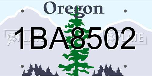 1BA8502 Oregon License Plate