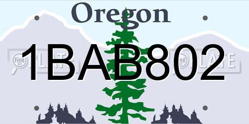 1BAB802 Oregon License Plate