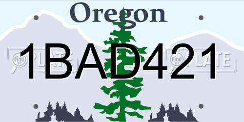 1BAD421 Oregon License Plate