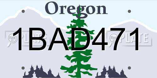 1BAD471 Oregon License Plate
