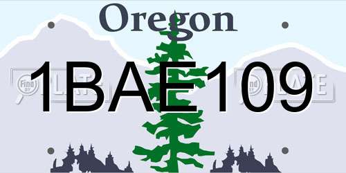 1BAE109 Oregon License Plate