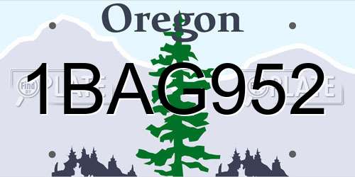1BAG952 Oregon License Plate
