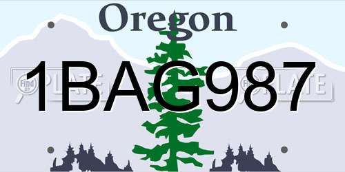 1BAG987 Oregon License Plate