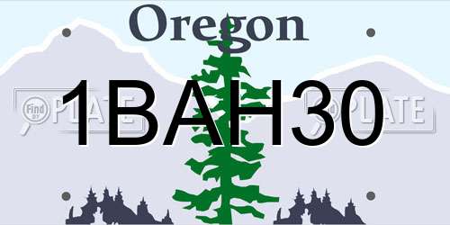 1BAH30 Oregon License Plate