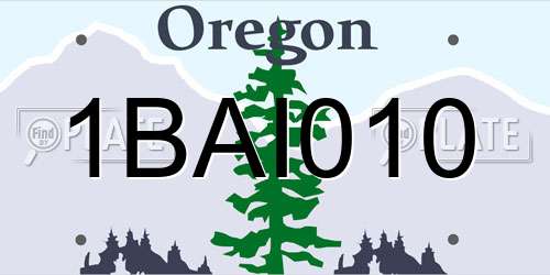 1BAI010 Oregon License Plate