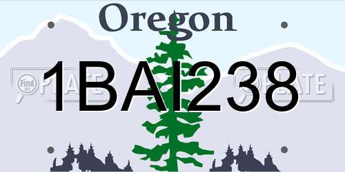 1BAI238 Oregon License Plate