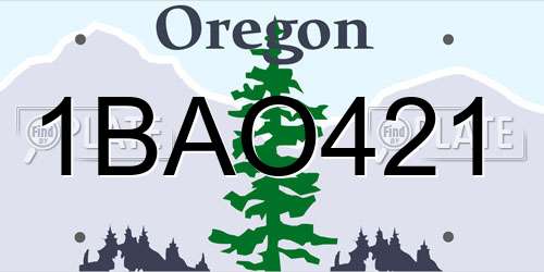 1BAO421 Oregon License Plate