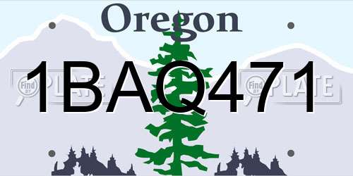 1BAQ471 Oregon License Plate