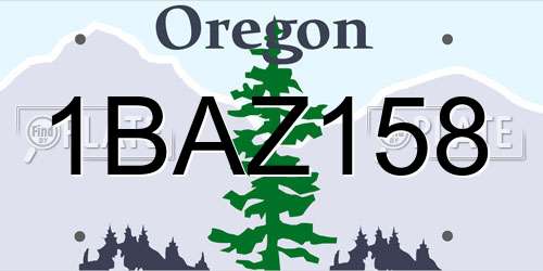 1BAZ158 Oregon License Plate