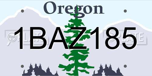 1BAZ185 Oregon License Plate