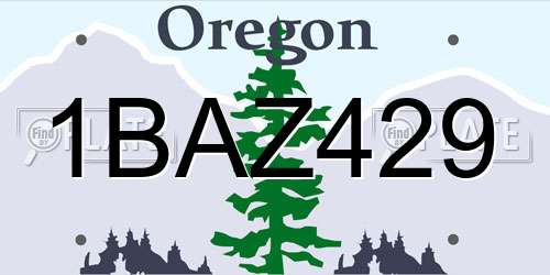 1BAZ429 Oregon License Plate