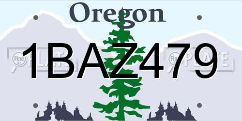 1BAZ479 Oregon License Plate