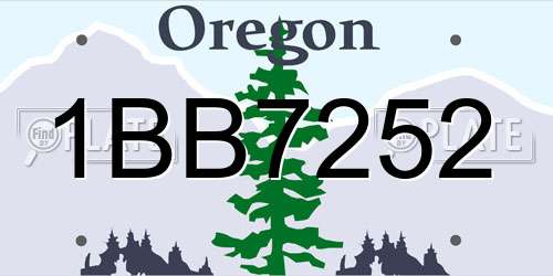 1BB7252 Oregon License Plate