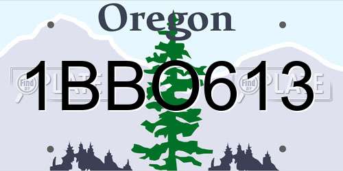 1BBO613 Oregon License Plate