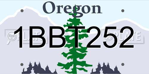 1BBT252 Oregon License Plate