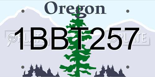 1BBT257 Oregon License Plate