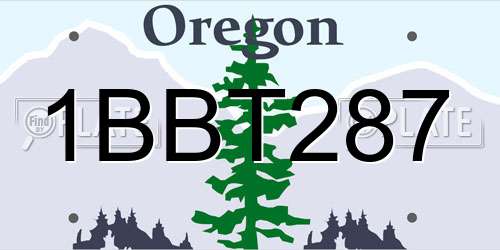 1BBT287 Oregon License Plate