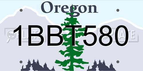 1BBT580 Oregon License Plate