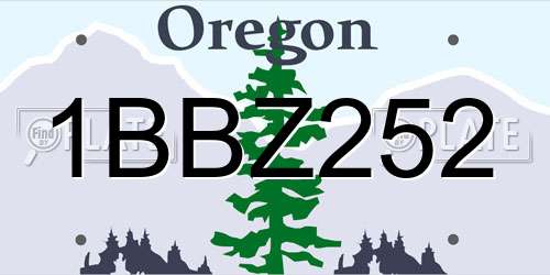 1BBZ252 Oregon License Plate