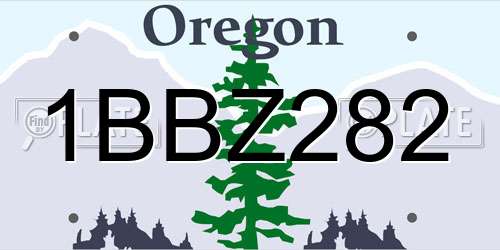 1BBZ282 Oregon License Plate