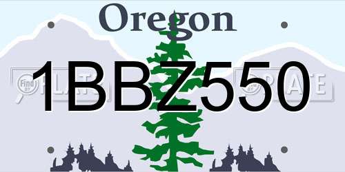 1BBZ550 Oregon License Plate