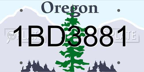 1BD3881 Oregon License Plate