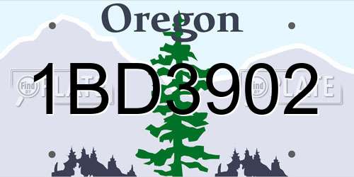 1BD3902 Oregon License Plate